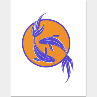 Koi fish silhouettes Posters and Art